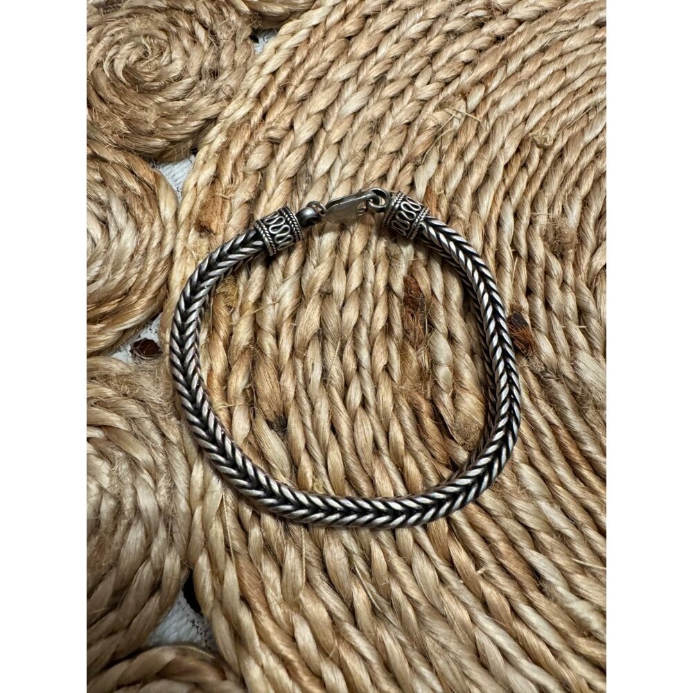 Suarti Bali 925 Sterling Silver Thick Foxtail Wheat Designer Bracelet 8"